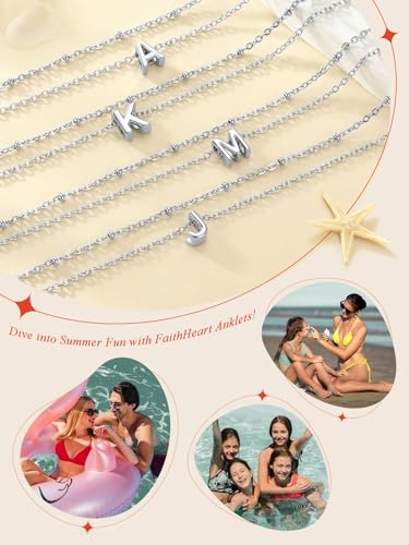 FaithHeart Initial Ankle Bracelets for Women, Waterproof 14k Gold Plated Initial Anklets Non Tarnish Stainless Steel Cute Layered Anklet Summer Beach Jewelry - color: Silver, size: Initial Z
