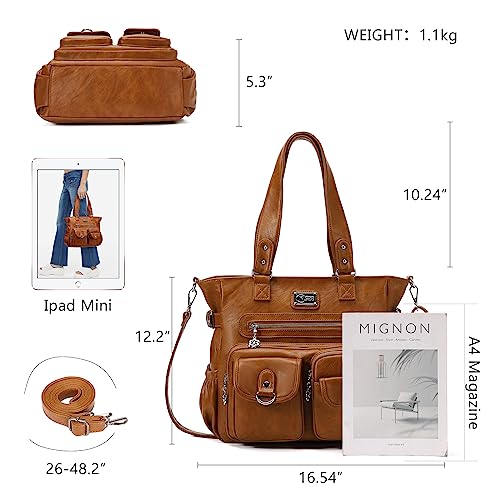 KL928 Large Purses for Women Shoulder Bag Tote Handbags Stylish Vegan Leather Hobo Bags Ladies, A-Black-4 | Large - color: 01-yellowish Brown