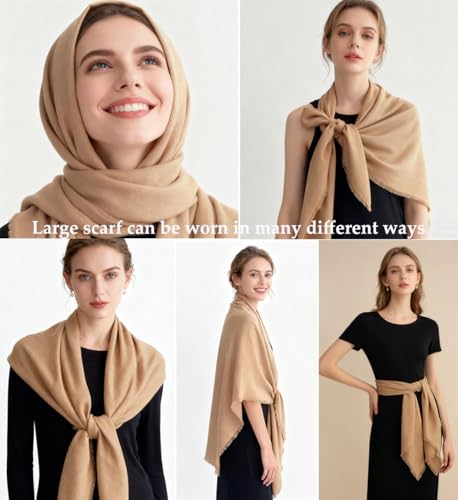 K-Elewon Large Square Scarf 51" Cotton and Linen Hand feel Scarf Fashion Scarves Hair Wrapping Scarfs Neck Scarves for Women - color: H2310