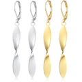 Twisted Leaf Spiral Leverback Hypoallergenic Earrings For Women -18K Gold Plated And Silver Dangle Drop Earrings, Trendy Jewelry Gift - color: SILVER&GOLD