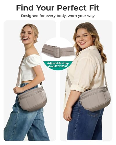 BAGSMART Crossbody Bags for Women Travel Purse, Puffer Bum Bag Handbag Wallets, Crossbody Fanny Packs for Travel & Work - color: Dark Brown