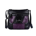 Angelkiss Small Womens Crossbody Bag Leather Shoulder Purse for Women Hobo Bag with Adjustable Shoulder Strap - color: Black/Purple