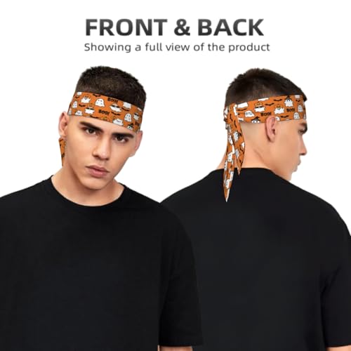 Sports Tie Headband Bandana Running Athletic Sweat Band Elastic Adjustable Sport Head Tie for Men Women Head Ties Ninja Tie Headbands Tennis Sweatbands Soccer Basketball Teams Running Head Band - color: Ghost bat