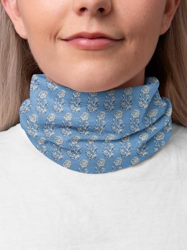 AVKA Studio 100% Cotton Bandanas for Women & Men, 2 Pack 20x20 Inch, 22x22 inch Hand Printed, Lightweight Cotton Handkerchief - color: Blue & White, size: 20 x 20 Inches