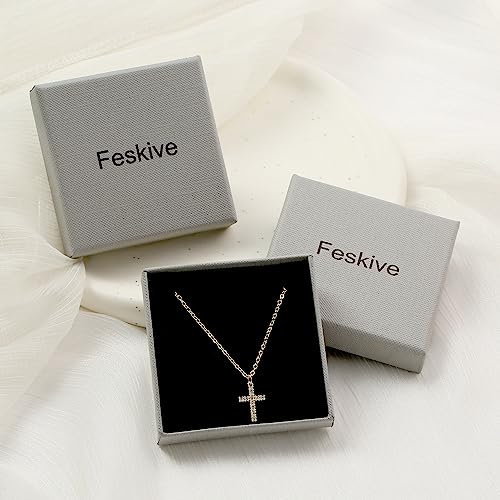 Layered Gold Necklaces for Women Dainty 14k Gold/Silver Plated Stackable Choker Necklaces Trendy Cuba Cross Circle Pendant Necklaces Set Jewelry Gifts for Women