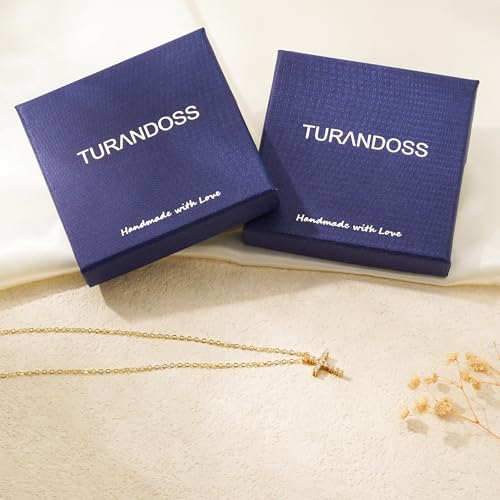 Turandoss Gold Cross Necklace for Women Girls Jewelry Gifts, Dainty 14K Gold Plated Cross Necklace Infinity CZ Holy Mary Medal Necklaces for Women Baptism Religious Faith Jewelry First Communion Gifts - color: cubic zirconia cross necklace
