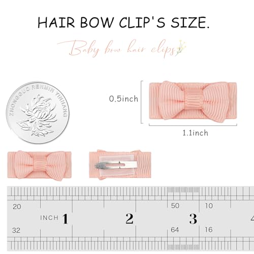 CÉLLOT Hair Clip, 120pcs Baby Girls Grosgrain Ribbon 1.2" Mini Bow Snap Clips, 60 Colors for Infant Toddlers Fine Thin Hair in Pairs - color: 120pcs/60color