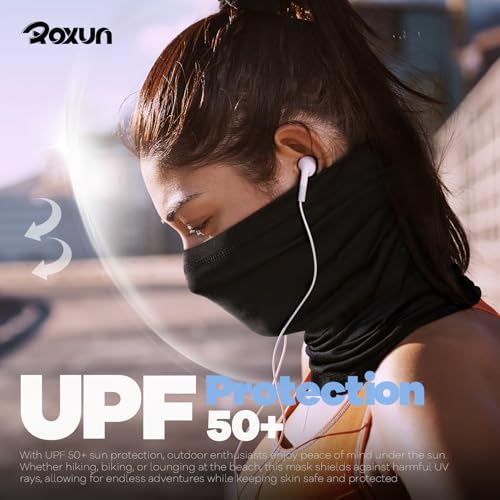 ROXUN 4 Pack Neck Gaiter, Cooling Breathable Face Mask UV Protection Scarf Hiking Bandana for Men/Women - color: Army Green+navy+orange+red