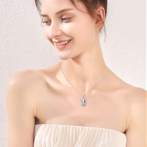 925 Sterling Silver Animal Necklaces Lion/Cat/Phoenix/Bunny/Koalas Necklace Adjustable Chain Animal Lover Pendant Jewelry for Women Men - style: Leopard