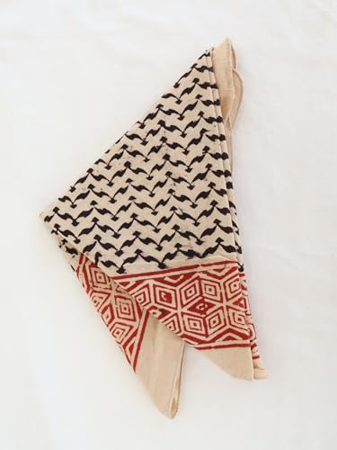 Boho Soft 100% Cotton Bandana, Bohemian Style Cotton Neck Scarf, Women Men Girl Boys Bandana, Handblock Printed Scarf 21X21 Inches