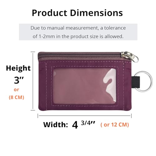 RFID Blocking Travel Wallet with Adjustable Lanyard, Small Nylon Zipper Pouch and Badge Holder for ID, Credit Cards, Cash, Keys, Commuters (Mauve+Plum Wine) - color: Mauve+Plum Wine