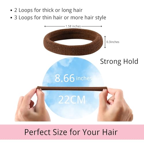 LuSeren 120 Pcs No Damage Hair Ties for Thick Hair, Large Soft Seamless Nylon Hair Elastics for Women, Ponytail Holders, Hair Accessories – Neutral Colors - color: Neutrals1