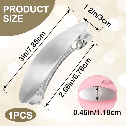 HINZIC 3inch Oval Hair Barrette Metal Large Hair Clip Vintage Silver French Wedding Prom Formal Hair Accessories for Women Long Thick Hair - color: Silver