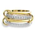 Gold Stackable Rings for Women Non Tarnish, 18k Gold Plated Cubic Zirconia Rings, Silver Gold Multi Ring Mixed Metals Stack Rings Set - color: Two tone, size: 9