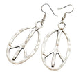 Peace sign earrings peace symbol charm earrings silver or bronze hippie necklace - color: silver