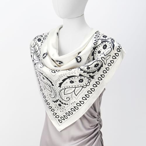 QIUTIMIY 35"x35" Like Silk Head Scarf for Women Satin Feel Large Square Scarf for Hair Wrapping and Sleeping Fashion Bandana - color: (90cm)square Scarf 7