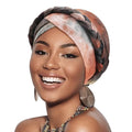 DRESHOW Turban Pre-Tied Twisted Hat Thread African Head Wraps for Black Women Chemo Cancer Cap Braid Hair Cover - color: 1 Pack Tie-dye Gradient: Khaki
