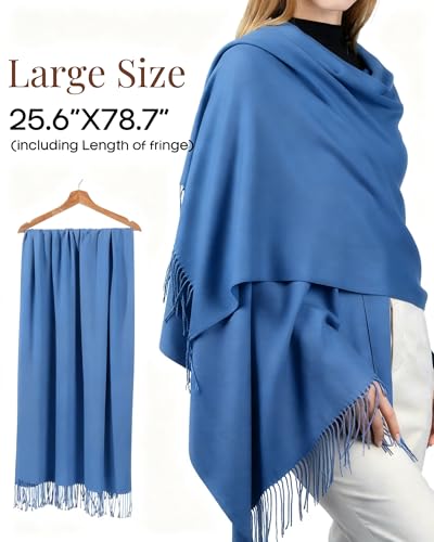 FURTALK Pashmina Shawl Wraps for Women Evening Dresses Blanket Scarves Fashion Scarf Wedding Gifts - color: Cobalt Bluedenim Blu