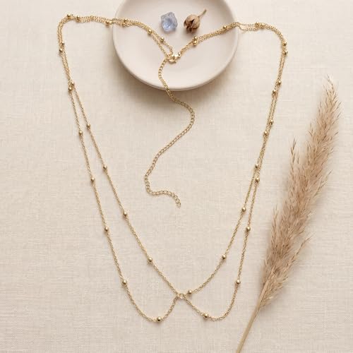 HERSIN Waist Chain for Women, 14k Gold/Silver Plated Dainty Waist Chain Cute Body Chain Gold Chain Belt for Womens Belly Chain Beach Accessories for Womens Summer Jewelry for Women Gifts - style: bead-GD