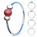 925 Sterling Silver & 14K Gold Filled Nose Ring Hoop Handmade Piercing Jewelry For Women - 24 Gauge 2mm,7mm Tiny Nose Ring with Opal - Gift Ready - color: Red Opal Silver