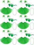 80s Tutu Costume Accessories Set for Women, Tutus Skirt Ponytail Headband Necklace Sunglasses, Party Halloween - color: Green
