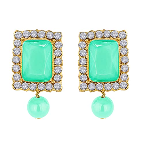 Aheli Ethnic Choker Necklace Earrings Wedding Bollywood Party Jewelry Set Gift for Women - color: Mint Green