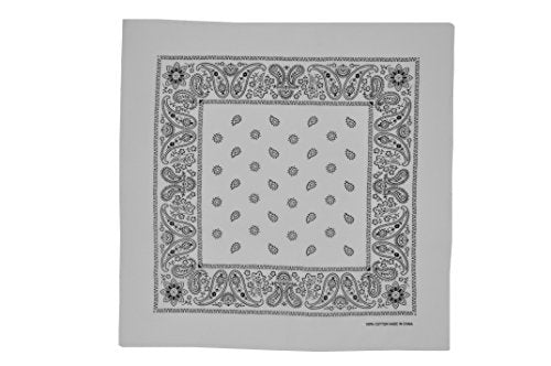 Vamqor 12pcs Bandana for women and men 100% Cotton Custom Fashion Paisley Design Multifunctional Outdoor Square Handkerchief - color: White