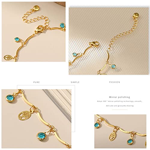 Yumikoo 18k Gold Plated Anklet Ankle Bracelets for Women - style: Cubic Zirconia