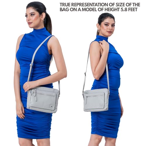 Leather Crossbody Bags for Women Small Soft Genuine Pebbled Sling Shoulder Handbag Crossover Purse with Full Adjustable Strap (Ice Grey Nappa) - color: Ice Grey Nappa
