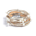 Artilady Leather Wrap Bracelets for Women - Pearl Bracelets Handmade Clasp Bangle Bracelet with Beads Jewelry Gift for Women and Mother - style: Gold