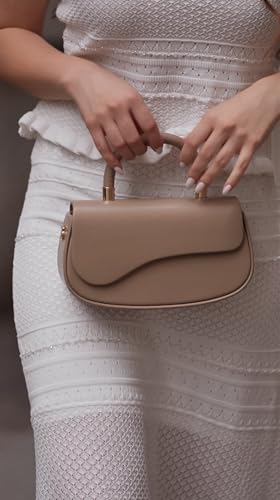 Milan Chiva Small Top Handle Purse for Women Elegant Crossbody Bag with Adjustable Strap for Evening Party & Daily Use - color: Camel