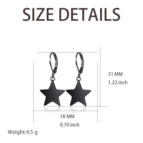Leverback Earrings Dangle Earrings for Women Dangly Earrings Anniversary Birthday Gifts for Women - style: Star Earrings-Black
