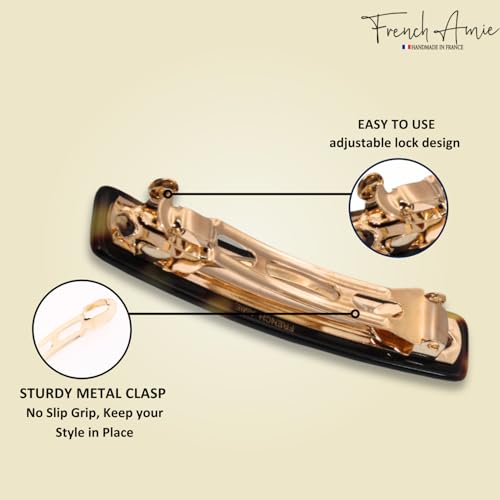 French Amie Small 2 1/4 inch Celluloid Handmade Hair Barrette No Slip Grip Durable Styling Women Hair Accessories Hair Clip for Girls, Made in France(Tokyo) - color: Tokyo