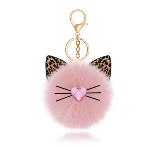 Leopard Faux Fur Keychain for Purse Charms for Handbags Leopard Plush Key Chain for Car Keys - color: Color 3
