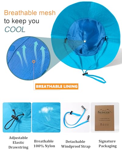 Water-Resistant Sun UPF 50+ Bucket Hat Protection Packable Brimmed Boonie for Women Men Summer Lightweight Hiking Outdoor Cap - color: Aqua Blue