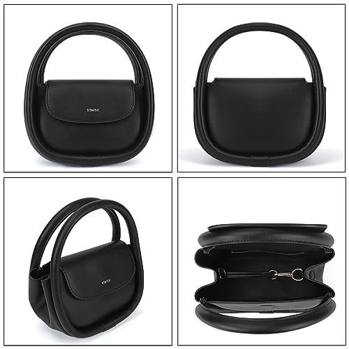 STAISE Designer Top Handle Shoulder Bags for Women, Trendy Mini Crossbody Purses, Women’s Leather Handbags with Straps - color: Black