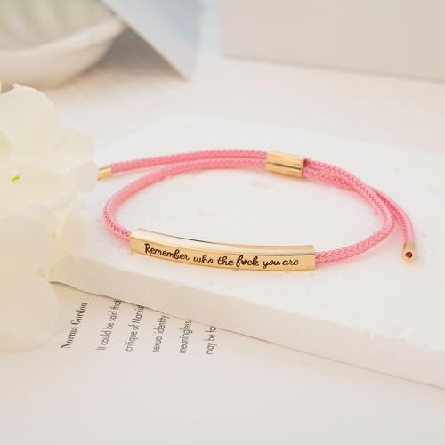 LINY Inspirational Gifts for Women Men, Dont Let The Hard Days Win Gifts, Motivational Inspirational Tube Bracelets Friendship Birthday Meaningful Gift for Friends Female - color: Remember Who-Tube Pink+Gold