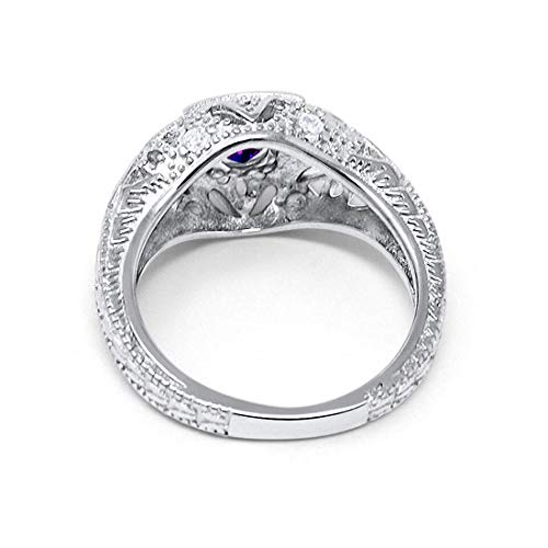 Blue Apple Co. Art Deco Ring Round Cubic Zirconia Leaf Filigree Design Split Shank Twisted Band Bridal Statement Wedding Engagement Rings For Women 925 Sterling Silver Gifts For Her - color: Simulated Rainbow Topaz