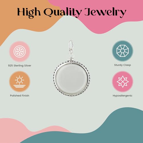 FashionJunkie4Life Sterling Silver Oval Locket Necklaces for Women, 18" Cable Chain - style: Small Clear