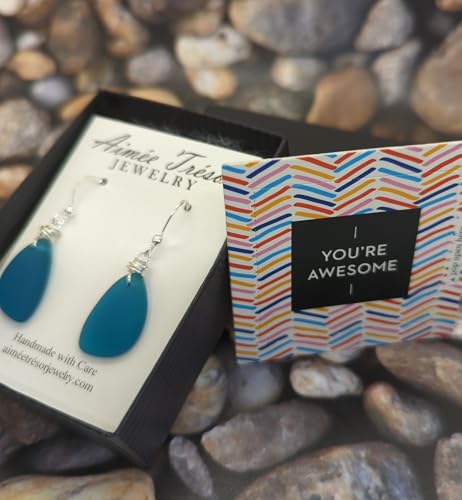 Popular Recycled Sea Glass Earrings on Sterling Silver Hooks - color: Ocean 2