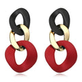Charm Elegant Hollow Color Chain Acrylic Geometric Temperament Dangle Drop Earrings Bohemian Minimalist Hypoallergenic Jewelry Gift - color: Black Gold Red