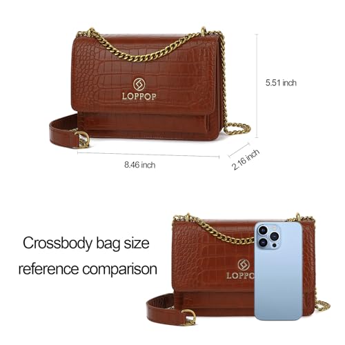 LL LOPPOP Women's Small Classy Crossbody Purse Top Handle Handbags Leather Satchel Bags for Women - color: C-brown(2052)