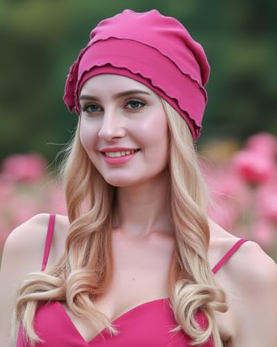 osvyo Chemo Headwear Turban Cap for Women - Cancer Beanie Hair Loss Sealed Packaging - color: Cotton Fuscia Pink