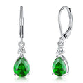 CiNily Teardrop Leverback Dangle Earrings for Women Hypoallergenic 14K Gold Plated Cubic Zircon Drop Earrings Fashion Crystal Earrings for Girls Jewelry Christmas Gifts - color: Green CZ-White Gold