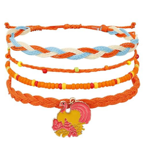 Beach Summer Ankle Bracelet for Women Handmade Braided Adjustable String Anklets Waterproof Surfer Bracelet - color: Turkey