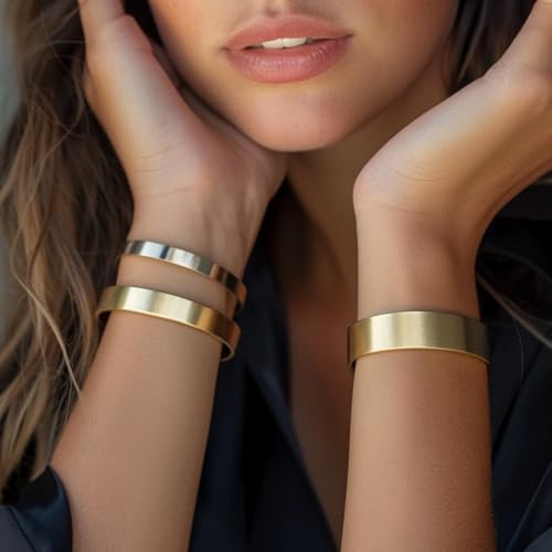 Engraved Motivational Bracelet - Unique Text Design - Wide Open Cuff - Personalized Jewelry