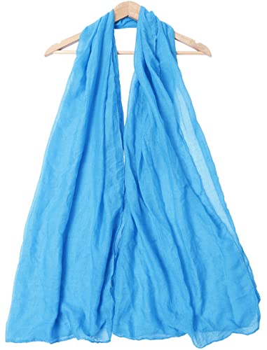woogwin Women's Cotton Scarves Lady Light Soft Fashion Solid Scarf Wrap Shawl - color: Blue