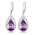 POIUY Gifts for Women Hypoallergenic Teardrop Filigree Birthstone Leverback Dangle Earrings 18K White Gold Fashion Jewelry Anniversary Wedding Birthday Gifts for Women Daughter Sister Girlfriend Wife - style: 6-June Birthstone Earrings