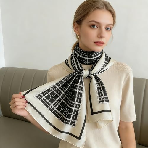 Silk Scarf Mulberry Silk Fashion Scarves Long Lightweight Shawl Wrap … - color: W04
