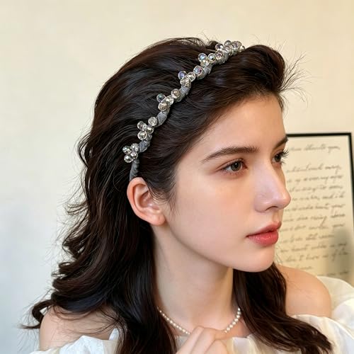 3 Pack Spiked Crystal Beaded Headbands for Women, Sparkly Gothic Crown Hairbands, Chunky Non-Slip Spiky Hair Hoops, Edgy Punk Hair Accessories for Music Festivals Concerts Rave - color: Spiked Crystal
